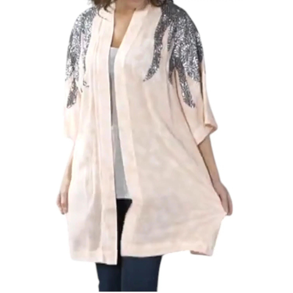 Haute Hippie Tribe Women's Woven Cardigan Sequin Embllshmnt Pink - Regular